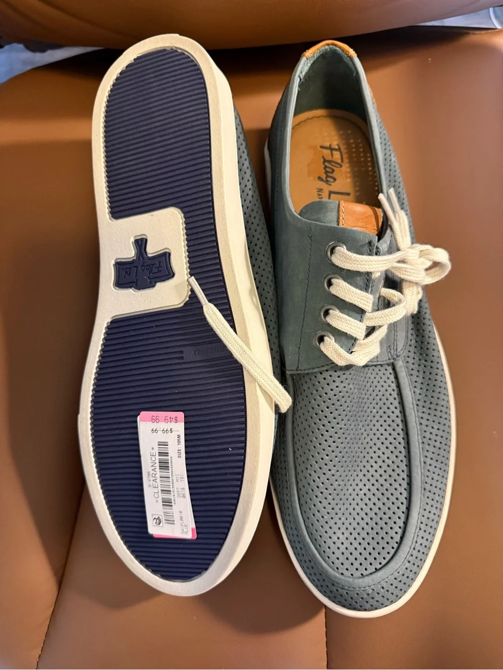 Flag Ltd. Men's Perforated Blue Boat Shoes with Lace-Up Comfort